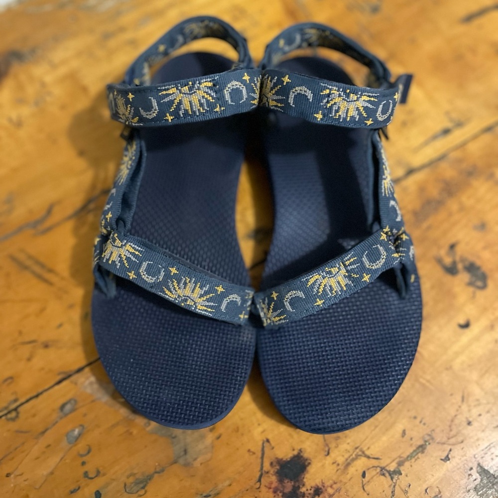 Teva Navy Sandals with Celestial Gold Patterns